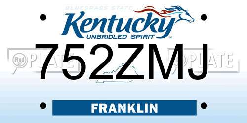 752ZMJ Kentucky License Plate