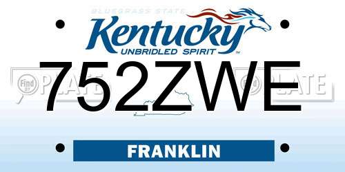 752ZWE Kentucky License Plate