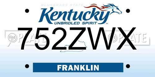 752ZWX Kentucky License Plate