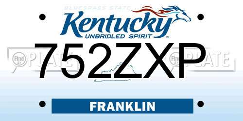 752ZXP Kentucky License Plate