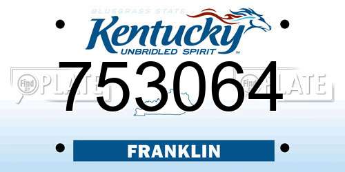 753064 Kentucky License Plate