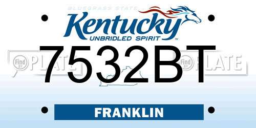 7532BT Kentucky License Plate