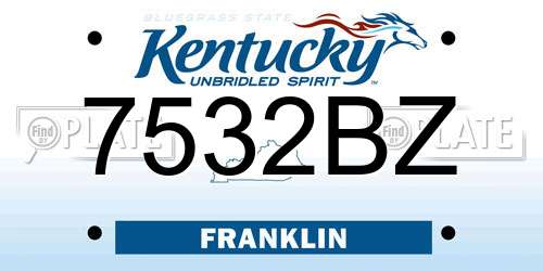 7532BZ Kentucky License Plate