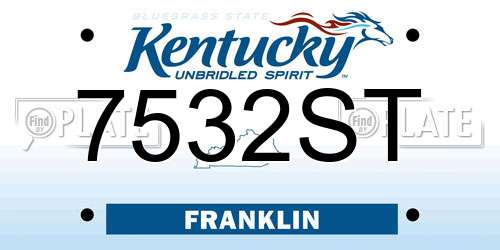7532ST Kentucky License Plate