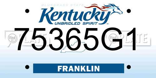 75365G1 Kentucky License Plate