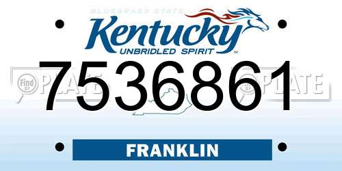 7536861 Kentucky License Plate