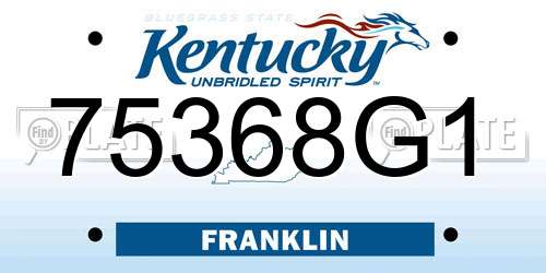 75368G1 Kentucky License Plate