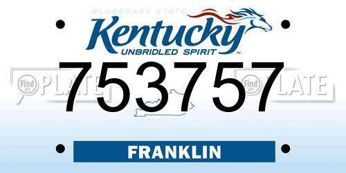 753757 Kentucky License Plate