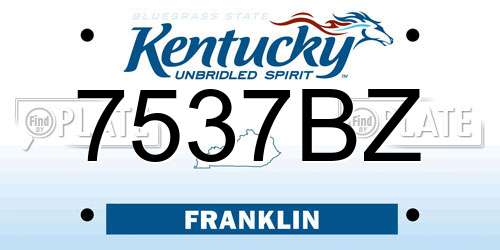 7537BZ Kentucky License Plate