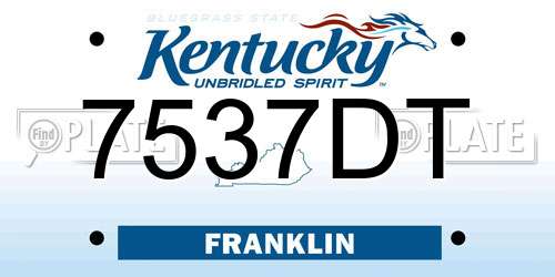7537DT Kentucky License Plate
