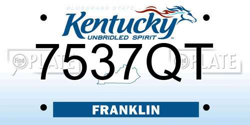 7537QT Kentucky License Plate