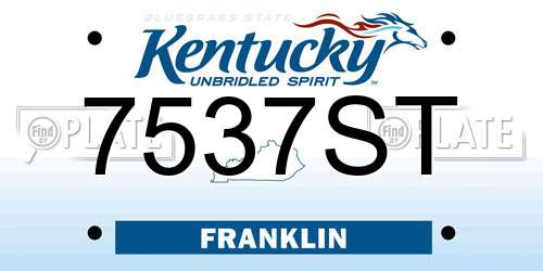 7537ST Kentucky License Plate
