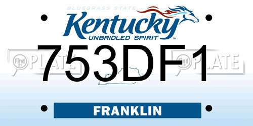 753DF1 Kentucky License Plate