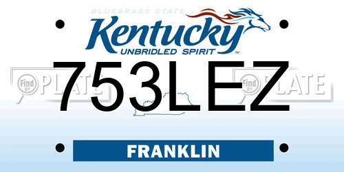753LEZ Kentucky License Plate