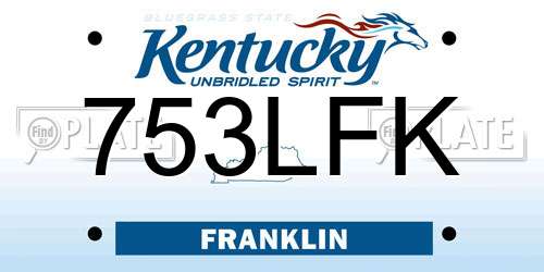 753LFK Kentucky License Plate