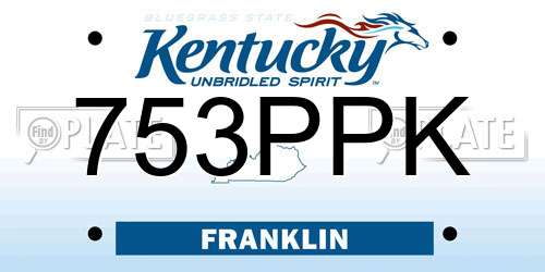 753PPK Kentucky License Plate