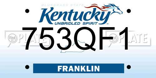 753QF1 Kentucky License Plate