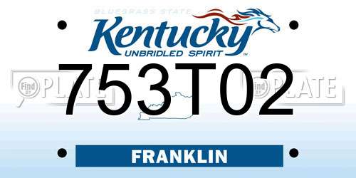 753T02 Kentucky License Plate