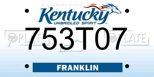 753T07 Kentucky License Plate