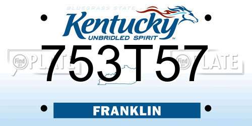 753T57 Kentucky License Plate