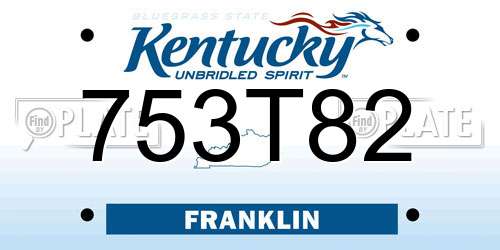 753T82 Kentucky License Plate