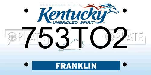 753TO2 Kentucky License Plate