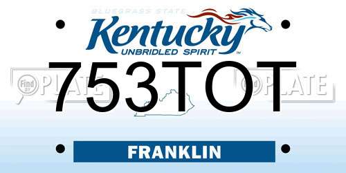 753TOT Kentucky License Plate