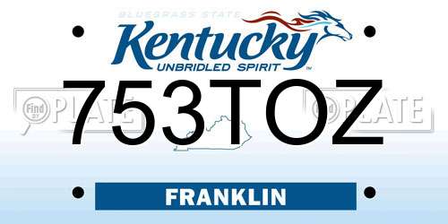 753TOZ Kentucky License Plate