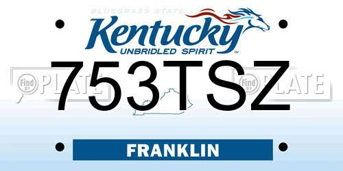 753TSZ Kentucky License Plate