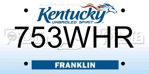 753WHR Kentucky License Plate