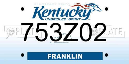 753Z02 Kentucky License Plate