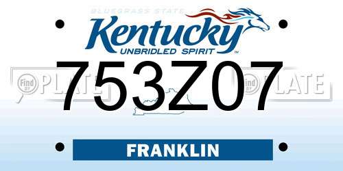 753Z07 Kentucky License Plate