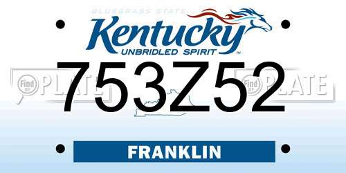753Z52 Kentucky License Plate
