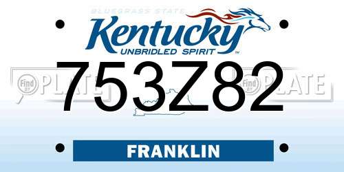 753Z82 Kentucky License Plate