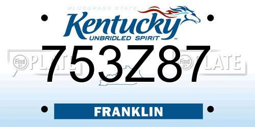 753Z87 Kentucky License Plate