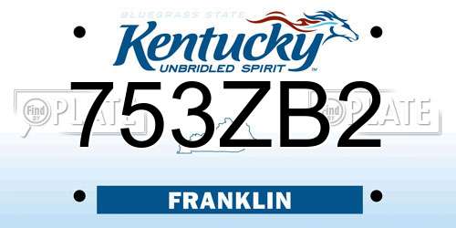 753ZB2 Kentucky License Plate