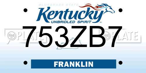 753ZB7 Kentucky License Plate