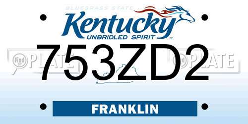753ZD2 Kentucky License Plate
