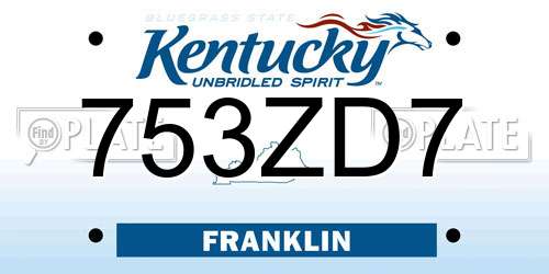 753ZD7 Kentucky License Plate