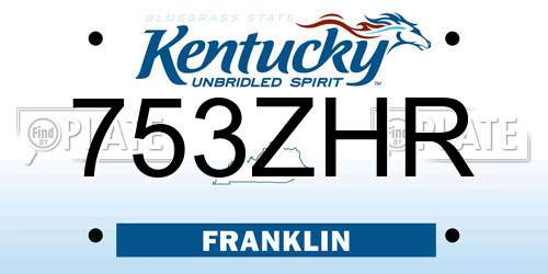 753ZHR Kentucky License Plate