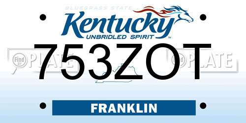 753ZOT Kentucky License Plate