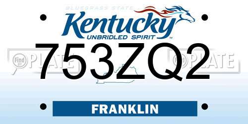 753ZQ2 Kentucky License Plate