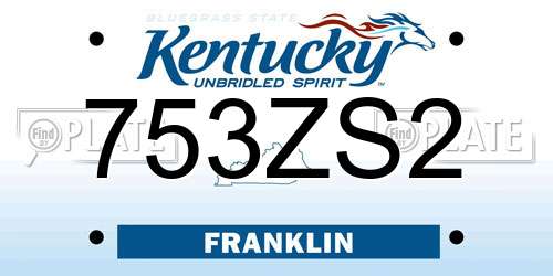 753ZS2 Kentucky License Plate