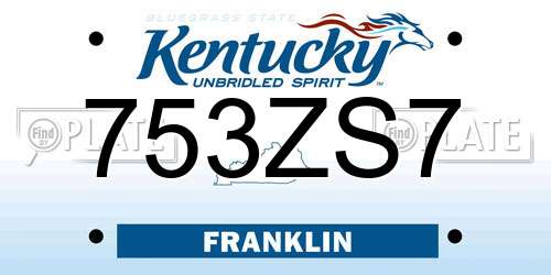 753ZS7 Kentucky License Plate