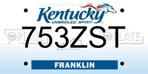 753ZST Kentucky License Plate