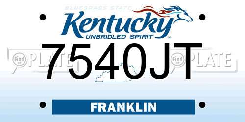 7540JT Kentucky License Plate