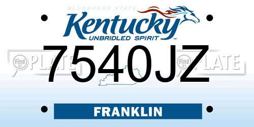 7540JZ Kentucky License Plate