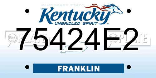 75424E2 Kentucky License Plate