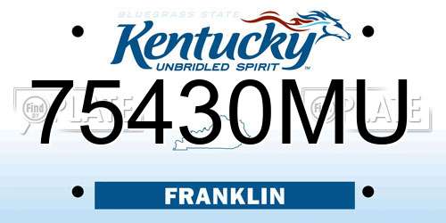 75430MU Kentucky License Plate