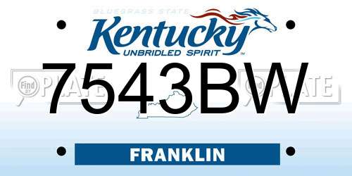 7543BW Kentucky License Plate